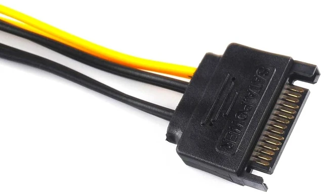 Alt view image 3 of 5 - 2-Pack 15 Pin SATA Male to 8 Pin (6+2 Pin) PCI-Express Female Video Card Power Adapter Cable, 20CM/8inch