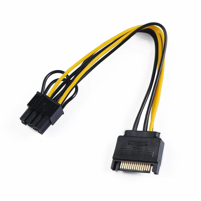Alt view image 4 of 5 - 2-Pack 15 Pin SATA Male to 8 Pin (6+2 Pin) PCI-Express Female Video Card Power Adapter Cable, 20CM/8inch