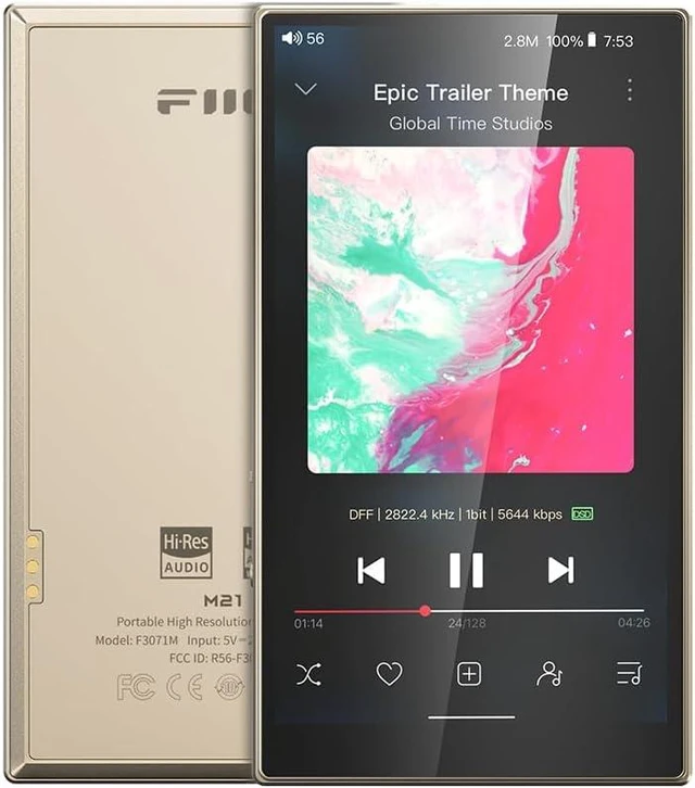 Main image of FiiO M21 Android 13 Portable Music Player MP3 Walkman Snapdragon 680 4* CS43198 DAC Chips Hi-Res Audio DSD Bluetooth LDAC (Blue-Black) Titanium Gold