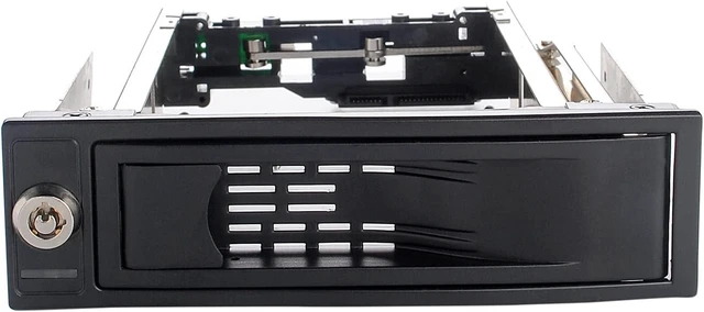 Alt view image 5 of 7 - 5.25 Trayless Hot Swap Mobile Rack for 3.5 Hard Drive Adatper, Lockable Drive Bay and LED Light, with SATA Power Cable