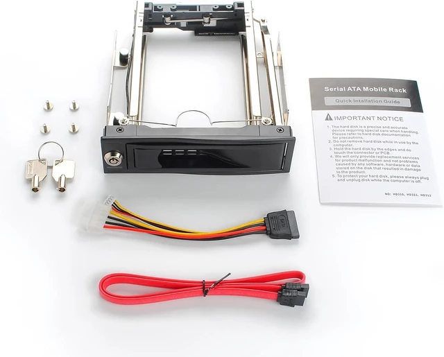 Alt view image 3 of 7 - 5.25 Trayless Hot Swap Mobile Rack for 3.5 Hard Drive Adatper, Lockable Drive Bay and LED Light, with SATA Power Cable