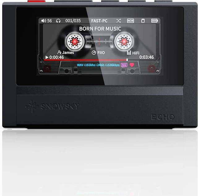 Main image of FiiO Echo 4G Hi-Res Digital Audio Player, Dual DAC Bluetooth Music Player, 4.4mm Balanced Output, Color Screen, Portable DAP (Black 4G)
