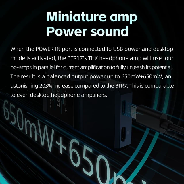 Alt view image 5 of 7 - FiiO BTR17 Bluetooth 5.4 USB DAC AMP with LDAC, aptX Lossless. Dual ES9069Q, 10-Band PEQ, THX AAA 78+amps 3.5mm Unbalanced & 4.4mm Balanced (Black)
