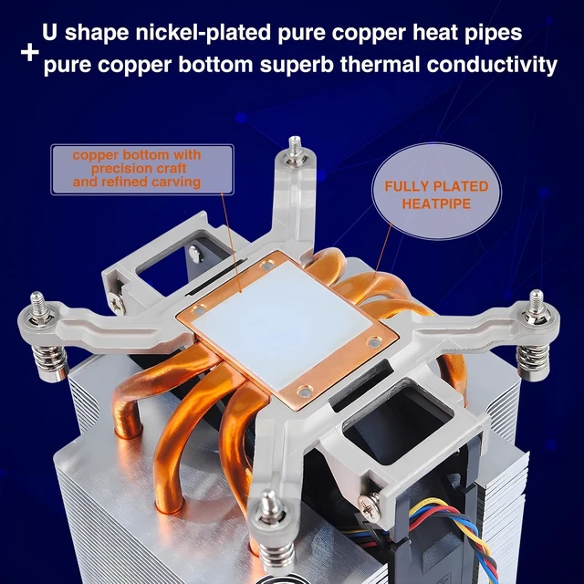 Alt view image 2 of 7 - CPU Cooler VWD01 0VWD01 CPU Fan with Aluminum Heatsink Internal Fans and Cooling Components Compatible for Dell XPS 8940 8500 8700 G5 5090 G5 5000 Optiplex 7080