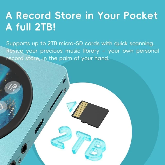 Alt view image 5 of 7 - FIIO DISC Portable HiFi Music Player, Dual DAC Digital Audio Player with 3.5mm & 4.4mm Outputs, Bluetooth 5.4 LDAC,Touchscreen (Black) blue