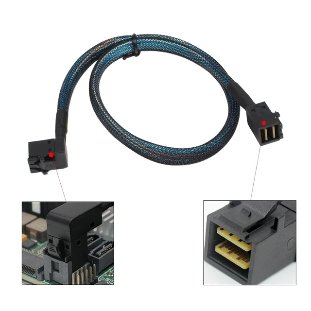 Alt view image 2 of 6 - 36-pin Internal Mini-SAS SFF-8643 HD Right Angle to 36-pin Mini-SAS HD Cable