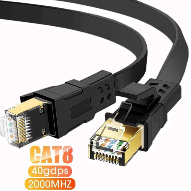 Main image of Cat 8 Ethernet Cable 3.3Ft, High Speed 40Gbps Flat Internet Network LAN Cable,Faster Than Cat7/6/5, Durable Patch Cord with Gold Plated RJ45 Connector for Xbox,PS4,Router,Modem,Gaming Hub