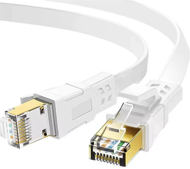 Main image of Cat 8 Ethernet Cable 6.6Ft, High Speed 40Gbps Flat Internet Network LAN Cable,Faster Than Cat7/Cat6/Cat5,Durable Patch Cord with Gold Plated RJ45 Connector for Xbox,PS4,Router,Modem,Gaming,Hub