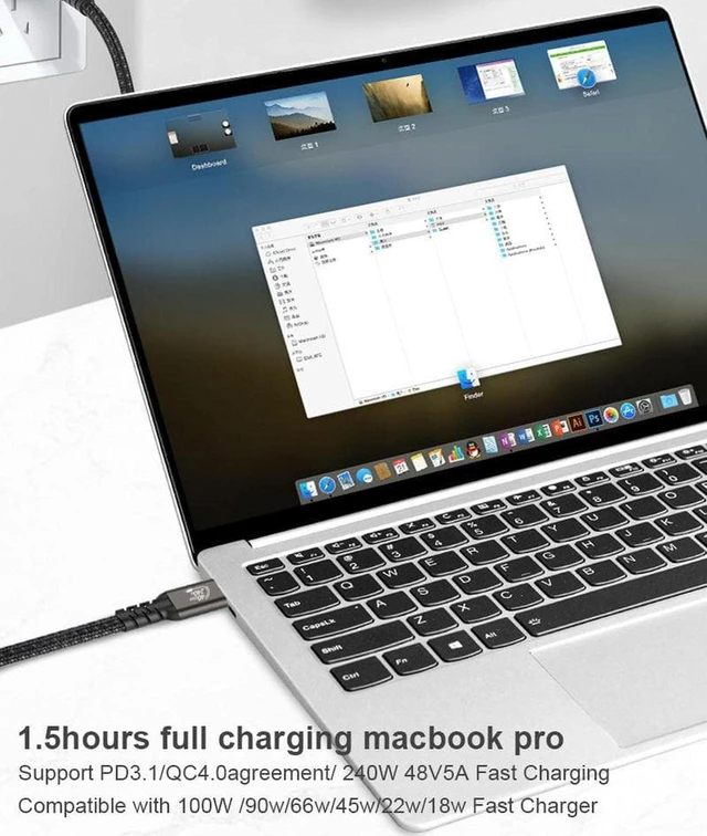 Alt view image 5 of 7 - USB4 Cable Compatible with Thunderbolt 4/3 Cable 1.64ft, Supports 240W Charging / 8K Display / 40Gbps Data Transfer USB C to USB C Cable, for Type-C MacBooks, iPad Pro, Hub, Docking and More