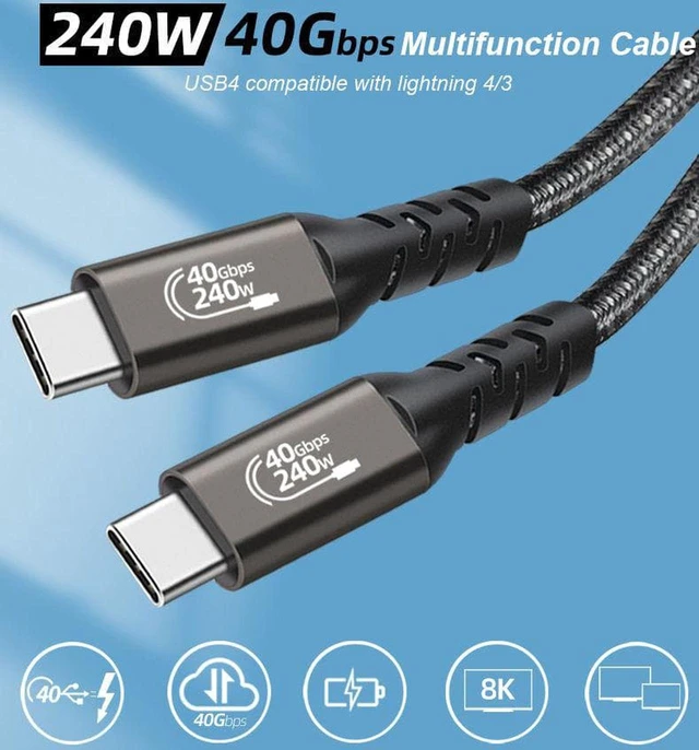 Alt view image 2 of 7 - USB4 Cable Compatible with Thunderbolt 4/3 Cable 1.64ft, Supports 240W Charging / 8K Display / 40Gbps Data Transfer USB C to USB C Cable, for Type-C MacBooks, iPad Pro, Hub, Docking and More