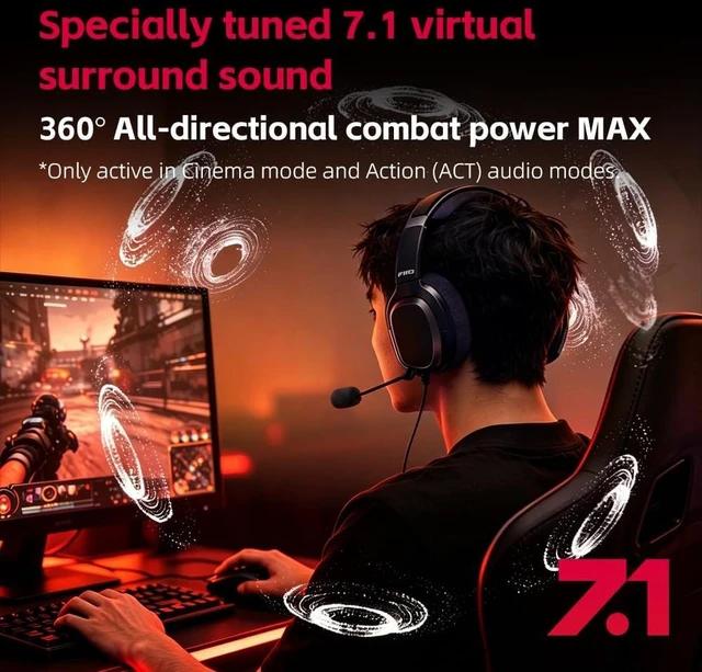 Alt view image 2 of 7 - FiiO FG3 Gaming Headset, Dual Dynamic Driver USB Headphones with Detachable ENC Microphone, Virtual 7.1 Surround Sound, Hi-Res DAC, DSP EQ, Compatible with PC, PS5, Xbox & Switch