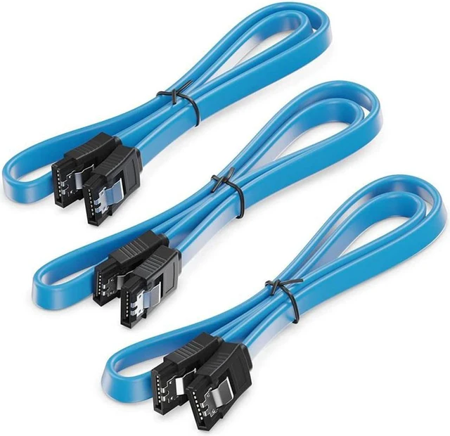Alt view image 6 of 7 - SATA Cable III, 3 Pack SATA Cable III 6Gbps Straight HDD SDD Data Cable with Locking Latch 15.75 Inch Compatible for SATA HDD, SSD, CD Driver, CD Writer - Blue