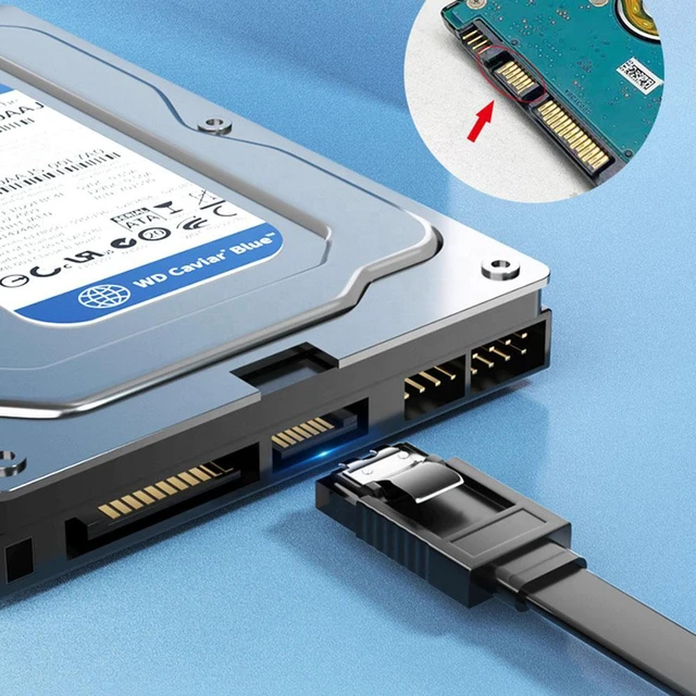 Alt view image 3 of 7 - SATA Cable III, 3 Pack SATA Cable III 6Gbps Straight HDD SDD Data Cable with Locking Latch 15.75 Inch Compatible for SATA HDD, SSD, CD Driver, CD Writer - Blue