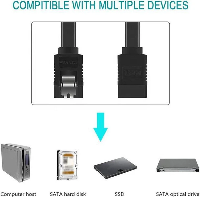 Alt view image 4 of 7 - SATA Cable III, Upgrade Pure Copper, 3 Pack SATA Cable III 6Gbps Straight HDD SDD Data Cable with Locking Latch Compatible for SATA HDD, SSD, CD Driver, CD Writer - 19.7 Inch, Black