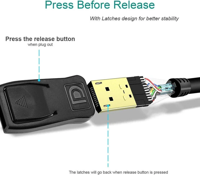 Alt view image 6 of 7 - DisplayPort to HDMI 6 Feet Cable, Hannord DP to HDMI Male to Male Adapter 1080P HD Gold-Plated Cord Compatible with Lenovo, HP, ASUS, Dell and Other Brand