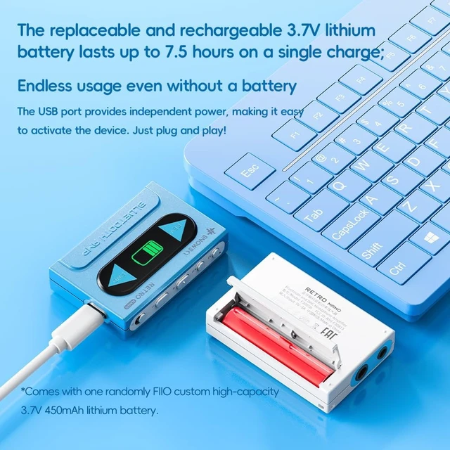 Alt view image 5 of 7 - FiiO/Snowsky Retro Nano Bluetooth USB DAC AMP with LDAC, aptX Adaptive, aptX LL (3.5mm Unbalanced & 4.4mm Balanced Output) (White) blue