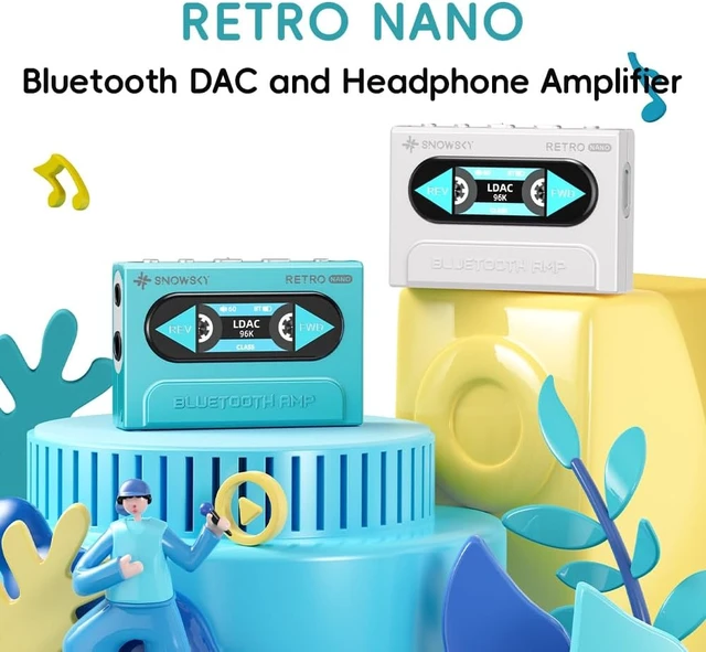 Alt view image 6 of 7 - FiiO/Snowsky Retro Nano Bluetooth USB DAC AMP with LDAC, aptX Adaptive, aptX LL (3.5mm Unbalanced & 4.4mm Balanced Output) (White) blue