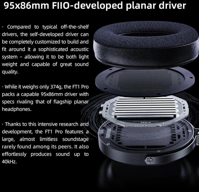 Alt view image 4 of 7 - FiiO FT1 Pro Open-Back Planar Magnetic Wired Hi-Fi Headphones for Home, Studio, Recording, High Sensitivity (Black)