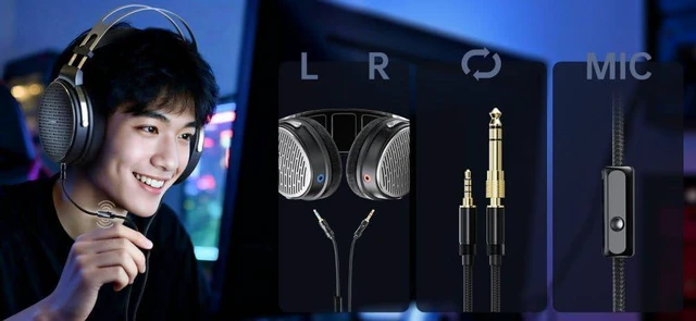 Alt view image 7 of 7 - FiiO JT3 Over-Ear Open-Back Headphones, 50mm Dynamic Driver, PEK+PU Composite Diaphragm, Detachable 3.5mm Cable with Mic for Music & Gaming (Black) silver
