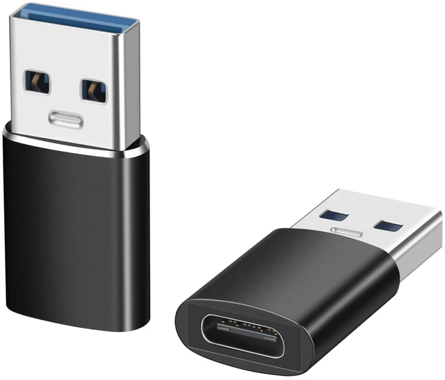 Main image of USB to USB C Adapter 2Pack, USB C Female to USB Male Adapter 10Gbps Aluminum Alloy Type C Converter for iPhone 17 16 Plus Pro Max,iPad Air Mini 6 7,Samsung Galaxy S23 S24,iPad Air, Black