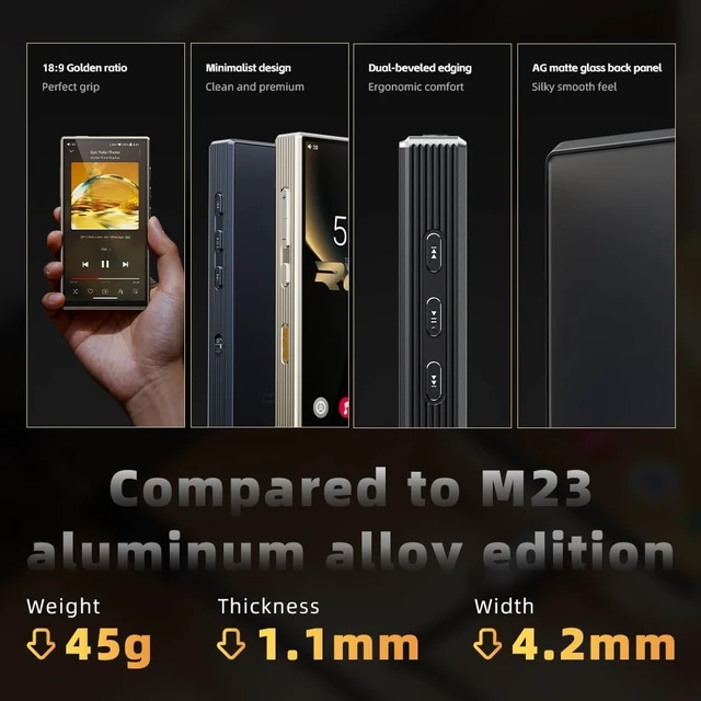 Alt view image 4 of 7 - FiiO M33 R2R Portable HiFi Music Player, Snapdragon 680, 8GB RAM + 128GB Storage, True R2R DAC, XMOS XU316 USB Audio, 1100mW Balanced Output, AUTO EQ, 5.5 Full HD Display (Black)