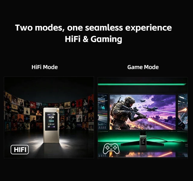 Alt view image 7 of 7 - FiiO QX11 Gaming DAC Headphone Amplifier, HiFi & Gaming Modes, Dual ES9069Q DACs, 800mW+800mW Output, AI Mic Noise Reduction