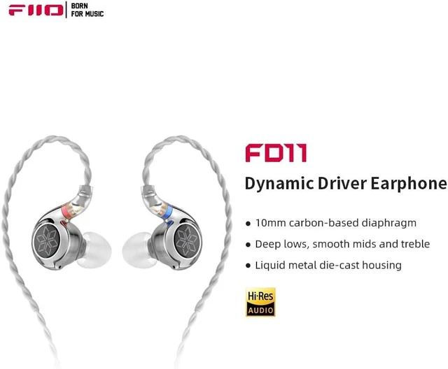 Alt view image 7 of 7 - FiiO FD11 Earphones High Performance Dynamic Driver IEMs Earbuds with Deep Bass 0.78mm Detachable Cable 3.5mm Plug in Ear Headphones for Musician Singer Music (Silver)