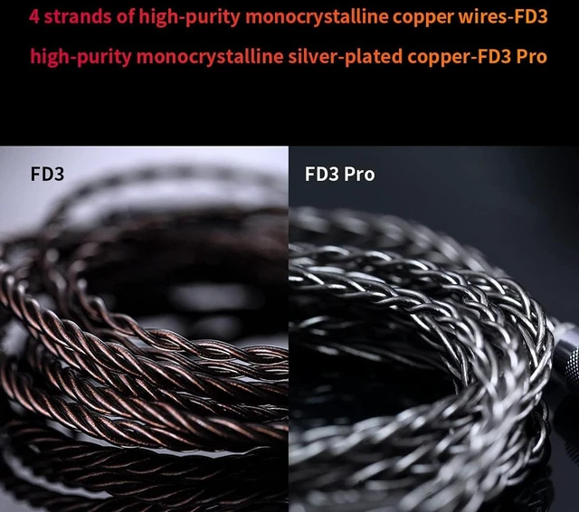Alt view image 2 of 7 - FIIO FD3 PRO Earphones in-Ear Earbuds High Resolution 1DD Deep Bass Detachable MMCX Connector with 2.5/3.5/4.4mm Plugs DLC Black