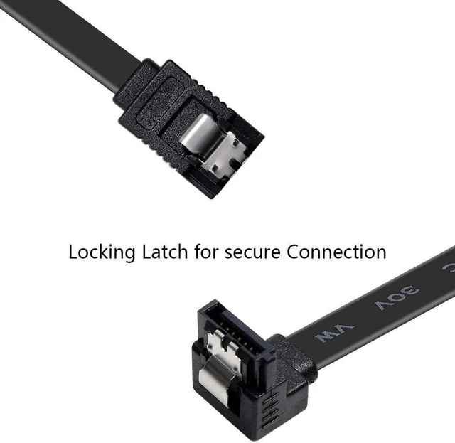 Alt view image 3 of 7 - SATA Cable III, 3 Pack SATA Cable III 6Gbps 90 Degree Right Angle with Locking Latch 15 Inch for SATA HDD, SSD, CD Driver, CD Writer - Black