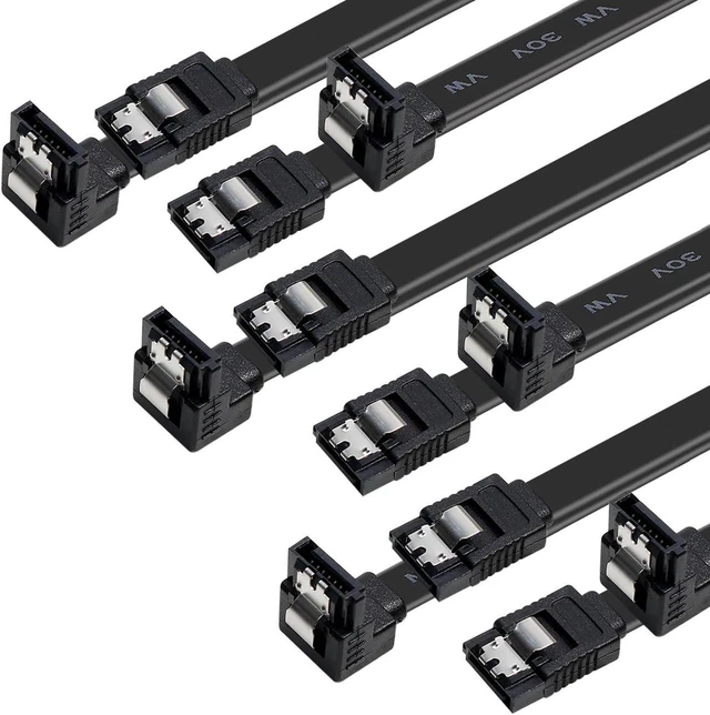 Alt view image 7 of 7 - SATA Cable III, 3 Pack SATA Cable III 6Gbps 90 Degree Right Angle with Locking Latch 15 Inch for SATA HDD, SSD, CD Driver, CD Writer - Black