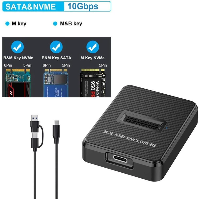 Alt view image 5 of 7 - NVMe & SATA M.2 Reader/Writer, M.2 SSD to USB-A/C Reader Adapter Compatible with (M Key, B+M Key) NVMe and SATA NGFF SSD Dock, Size for 2280 2260 2242 2230 Portable Plastic Enclosure