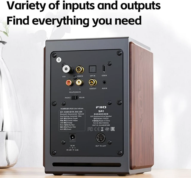 Alt view image 2 of 7 - FiiO SA1 High-Fidelity Desktop Speaker. 31-Band PEQ, LDAC Bluetooth,20W2+5W2 Output, Phono Preamp, Wood Fiber Woofer, Aluminum-Magnesium Tweeter (White)