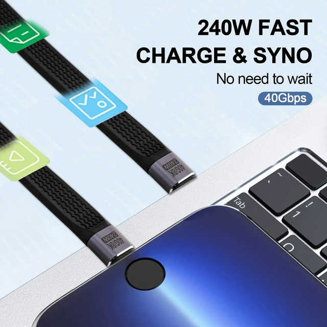 Alt view image 5 of 7 - USB 4.0 40Gbps Thunderbolt 4 Data Sync SSD Cable PD 240W 5A Fast Charging USB C to Type C 8K@60Hz USB-C for iPhone 16 Pro Max MacBook
