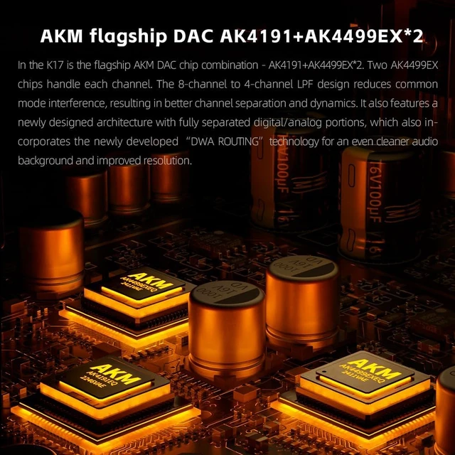 Alt view image 4 of 7 - FiiO K17 Desktop DAC&Headphone Amplifier AK4191+AK4499EX*2, 31-Band PEQ, MQA,Support DSD512 32Bit/768kHz with Remote Control (Black) silver