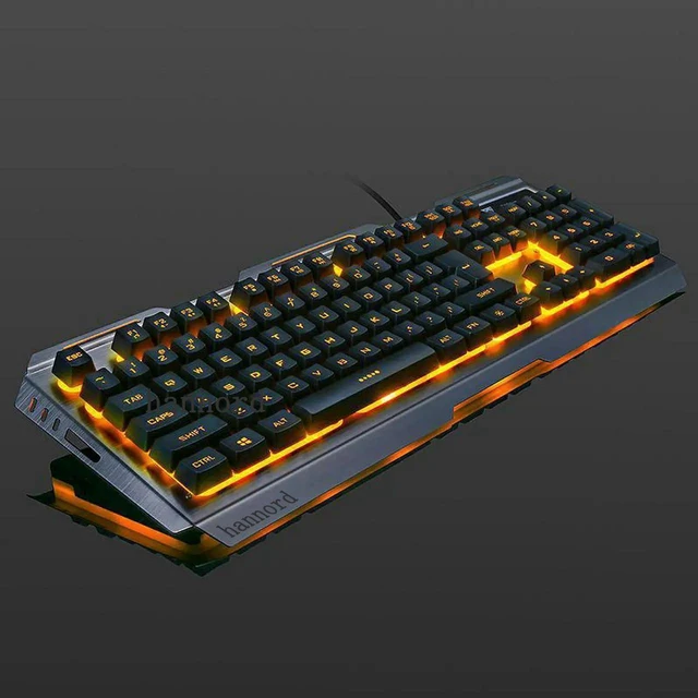 Alt view image 7 of 7 - Gaming Keyboard and Mouse Combo Orange Yellow Backlit, LED Backlight Computer Gaming Keyboad,Lighted PC Gaming Mouse,USB Keyboard Clicky Key,Silver Metal Structure,for Xbox PS4 PS3 Working