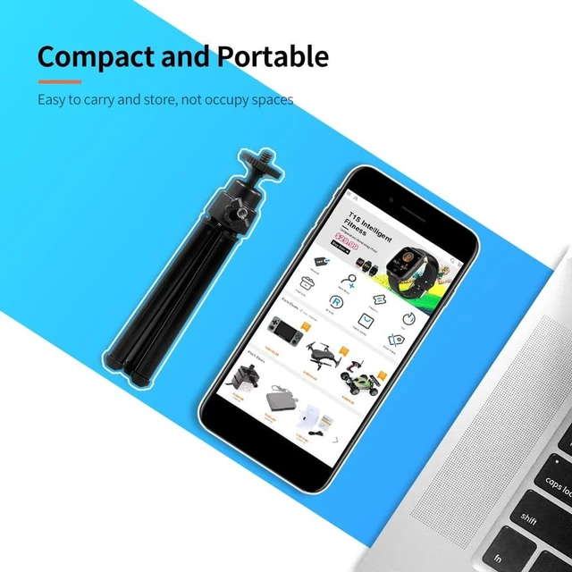 Alt view image 6 of 7 - Portable Webcam Tripod Lightweight Mini Webcam Tripod for Smartphone Webcam Desktop Tripod Phone Holder Table Stand (Black)