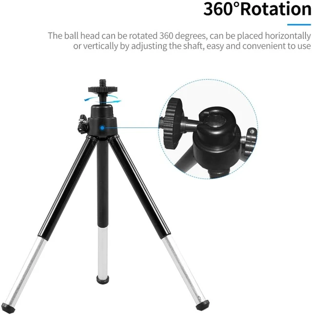 Alt view image 2 of 7 - Portable Webcam Tripod Lightweight Mini Webcam Tripod for Smartphone Webcam Desktop Tripod Phone Holder Table Stand (Black)