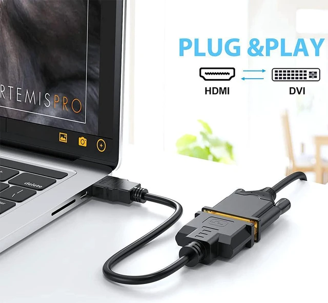 Alt view image 3 of 7 - HDMI to DVI Short Cable 1ft, Bi-Directional DVI-I (24+5) Female to HDMI Male Adapter 1080P DVI to HDMI Converter Compatible with Xbox, PC, TV, TV Box, PS5, Blue-ray, Switch