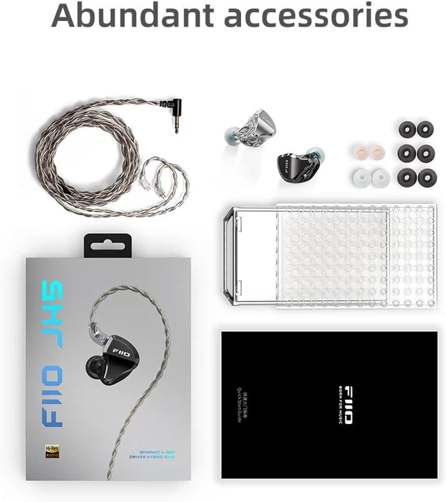 Alt view image 2 of 6 - FiiO/JadeAudio JH5 1DD+4BA Hybrid 5 Drivers HiFi in-Ear Monitors Earphone, Detachable 0.78mm 2 Pin Cable 3.5mm Plug for Audiophile/Musician (Black)
