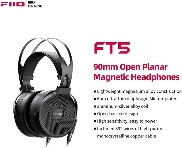 Alt view image 4 of 7 - FiiO FT5 90mm Open Planar Magnetic Headphones