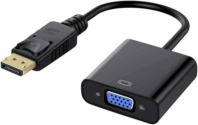 Main image of DisplayPort to VGA, Gold-Plated DP to VGA Adapter (Male to Female) Compatible with Computer, Desktop, Laptop, PC, Monitor, Projector, HDTV (Black)