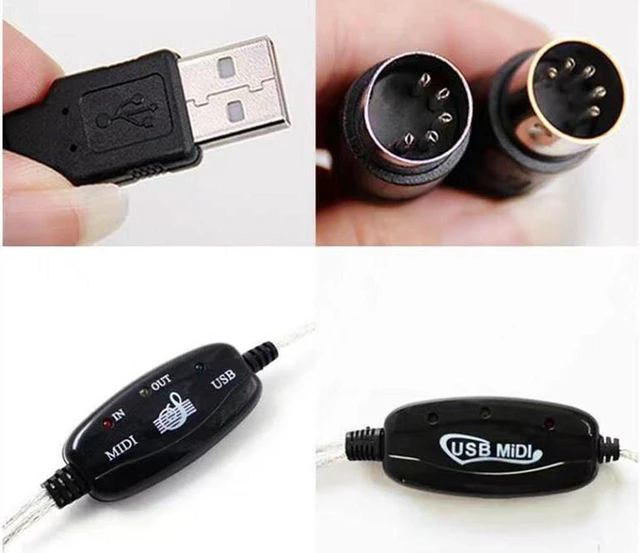 Alt view image 2 of 7 - USB to MIDI Cable Converter 2 in 1 PC to Synthesizer Music Studio Keyboard Interface Wire Plug Controller Adapter Cord 16 Channels Supports Computer Laptop Windows and Mac