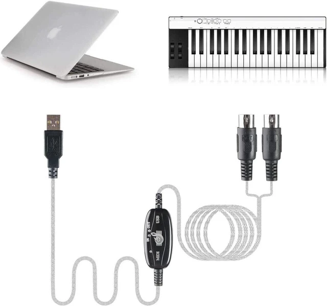 Alt view image 3 of 7 - USB to MIDI Cable Converter 2 in 1 PC to Synthesizer Music Studio Keyboard Interface Wire Plug Controller Adapter Cord 16 Channels Supports Computer Laptop Windows and Mac