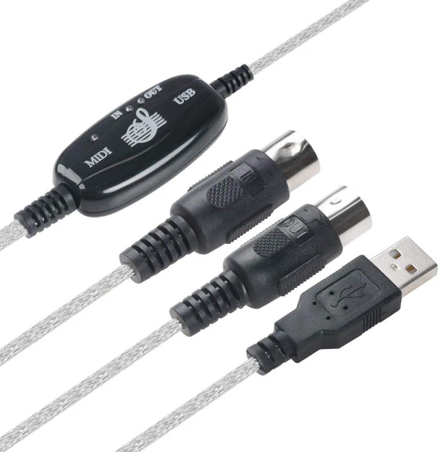 Alt view image 6 of 7 - USB to MIDI Cable Converter 2 in 1 PC to Synthesizer Music Studio Keyboard Interface Wire Plug Controller Adapter Cord 16 Channels Supports Computer Laptop Windows and Mac