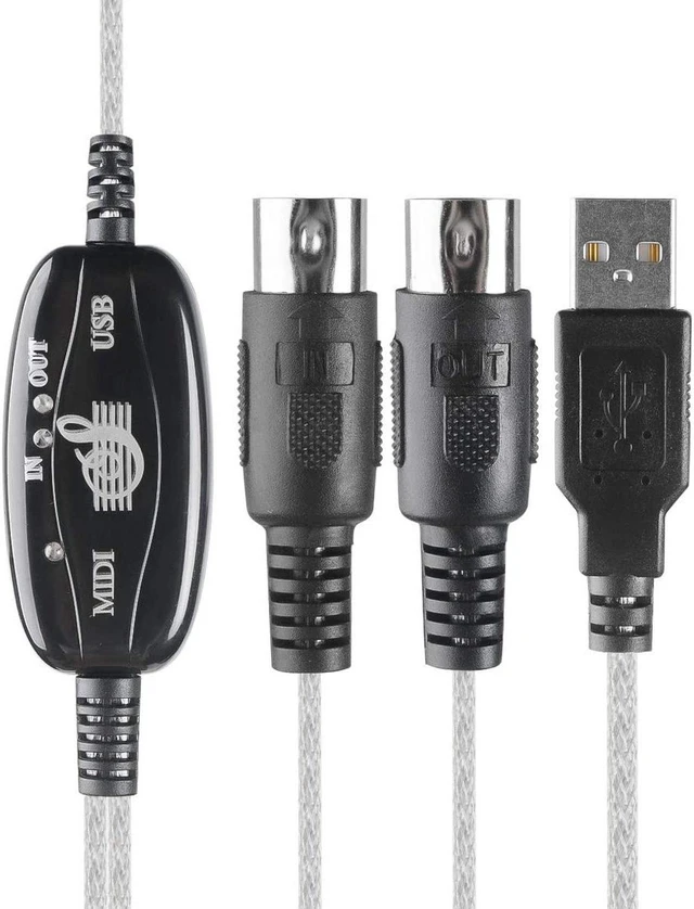Alt view image 7 of 7 - USB to MIDI Cable Converter 2 in 1 PC to Synthesizer Music Studio Keyboard Interface Wire Plug Controller Adapter Cord 16 Channels Supports Computer Laptop Windows and Mac