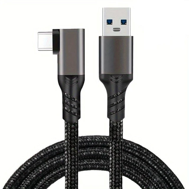 Main image of USB to USB-C VR Link Cable 90 Degree Elbow Type-C Nylon Braided Cable for Meta Quest 3S /3/2 Pro, Pico 4 Ultra / 4 and PC/Steam VR Headset Gaming-1.64ft