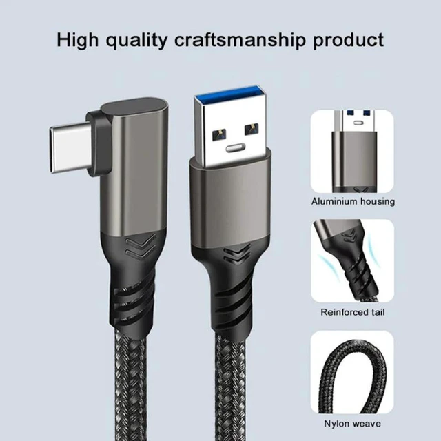 Alt view image 5 of 7 - USB to USB-C VR Link Cable 90 Degree Elbow Type-C Nylon Braided Cable for Meta Quest 3S /3/2 Pro, Pico 4 Ultra / 4 and PC/Steam VR Headset Gaming-1.64ft