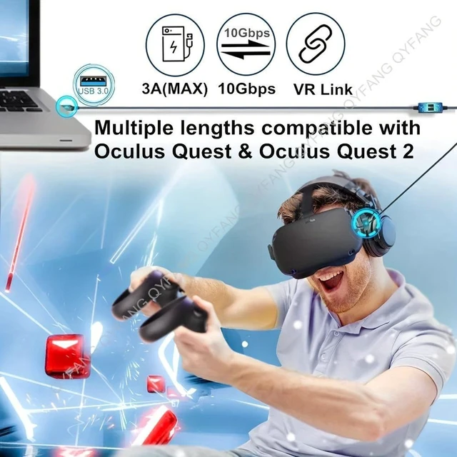 Alt view image 3 of 7 - USB to USB-C VR Link Cable 90 Degree Elbow Type-C Nylon Braided Cable for Meta Quest 3S /3/2 Pro, Pico 4 Ultra / 4 and PC/Steam VR Headset Gaming-1.64ft