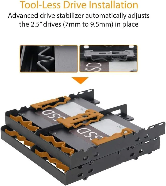 Alt view image 3 of 6 - ICY DOCK 4 x 2.5 HDD / SSD Bracket Mount Kit Adapter for 5.25 Drive Bay - FLEX-FIT Quattro MB344SP