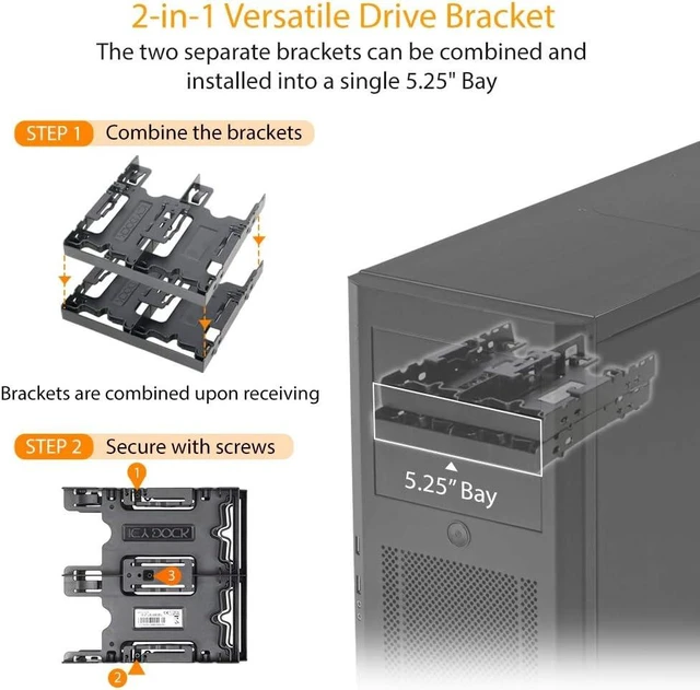 Alt view image 6 of 6 - ICY DOCK 4 x 2.5 HDD / SSD Bracket Mount Kit Adapter for 5.25 Drive Bay - FLEX-FIT Quattro MB344SP